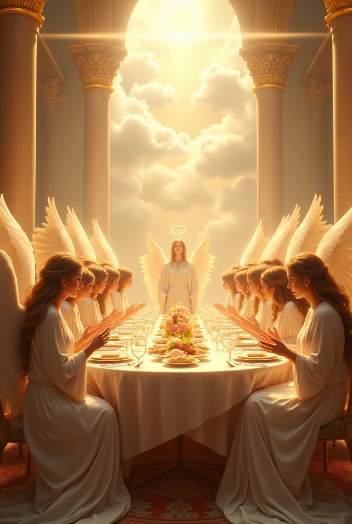 Banquet in heaven with the angels and the glory of God