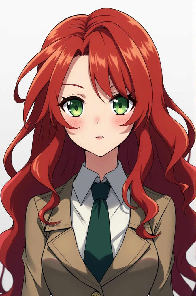 Create an image,de Boku no Hero,two person: 1 person-kaminari denki, 2-person create a girl with long wavy red hair and half green eyes,white skin with a face similar to todoroki shoto without a scar