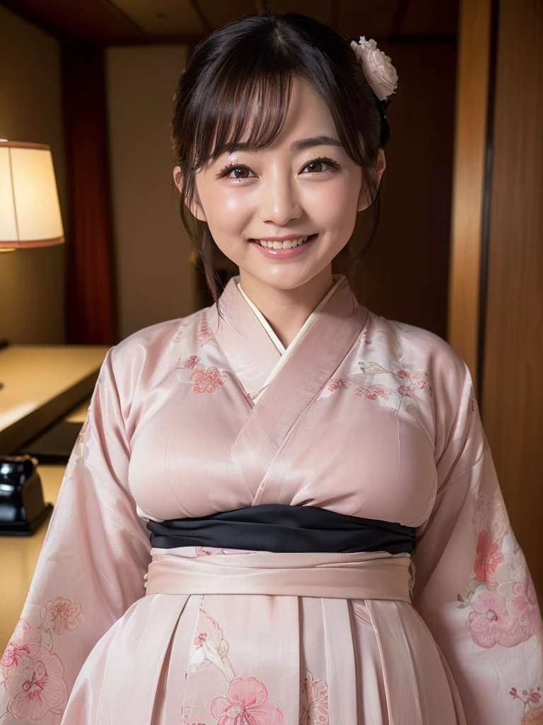 (Highest quality:1.5)、(masterpiece:1.5)、(8k:1.5)、(Big Breasts:1.35)、(Japanese mourning clothes:1.5)、(Blushing:1.5)、(Feeling embarrassed:1.5)、(smile:1.5)、(The background is the hotel:1.7)、whole body、Hotel Bed、(50 years old:1.7)、(Wrinkles around the mouth:1.3)、(Wrinkles around the eyes:1.3)
