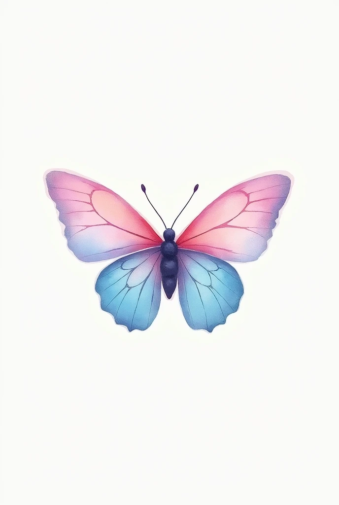 create a painting butterfly 
Cute watercolor design, with pink on the upper wings and a gradient going to blue on the lower wings, all in pastel tones.
