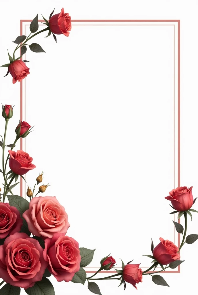many roses in a frame with a blank space for a title