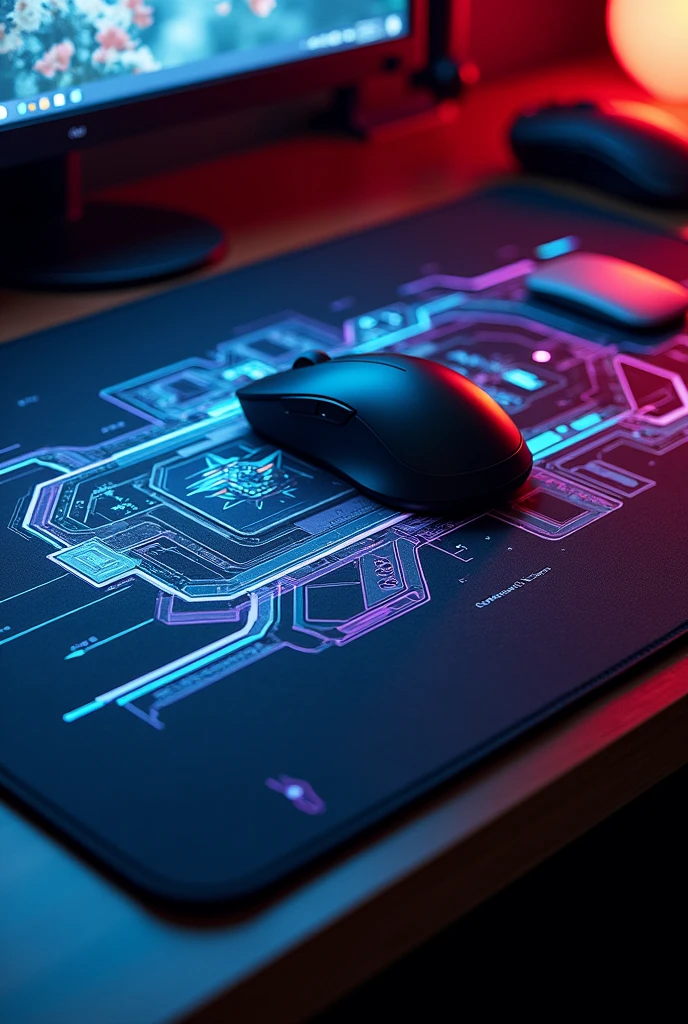 A computer mouse pad, with gamer design, with some Japanese details