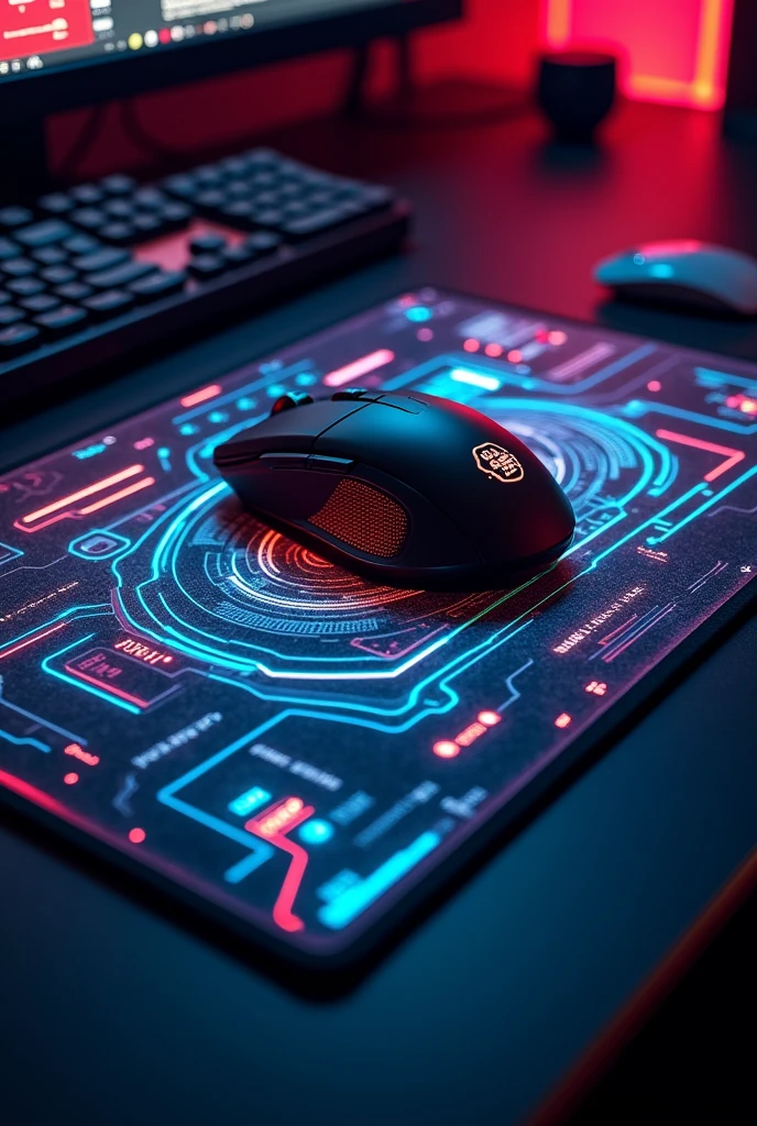 A computer mouse pad, with gamer design, with some Japanese details