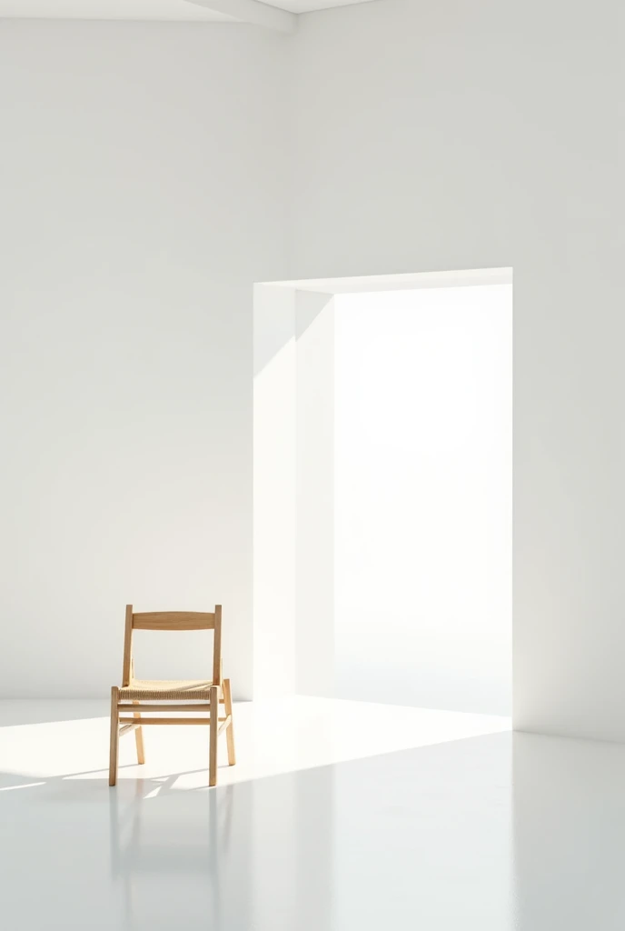 White room with lonely wooden furniture