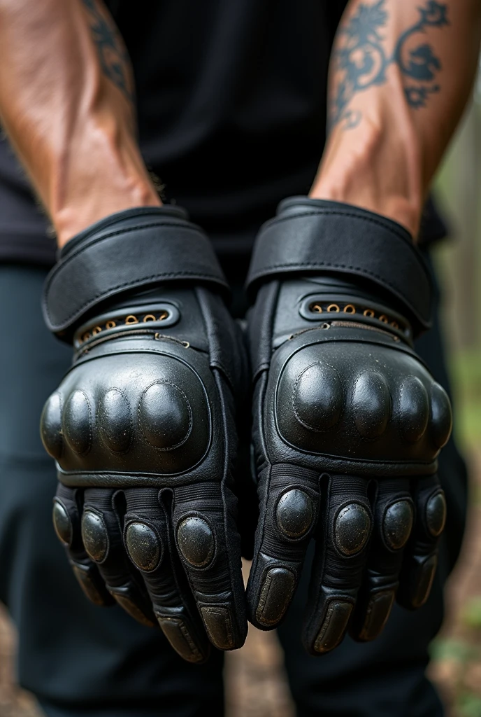 High resolution, Both hands wearing motorcycle gloves