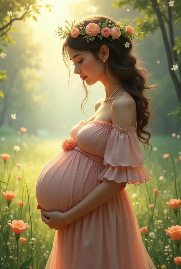 She is 100 months pregnant with twins.