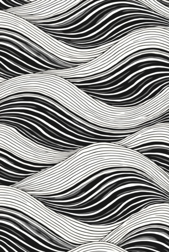 An abstract black and white wallpaper in the shape of waves