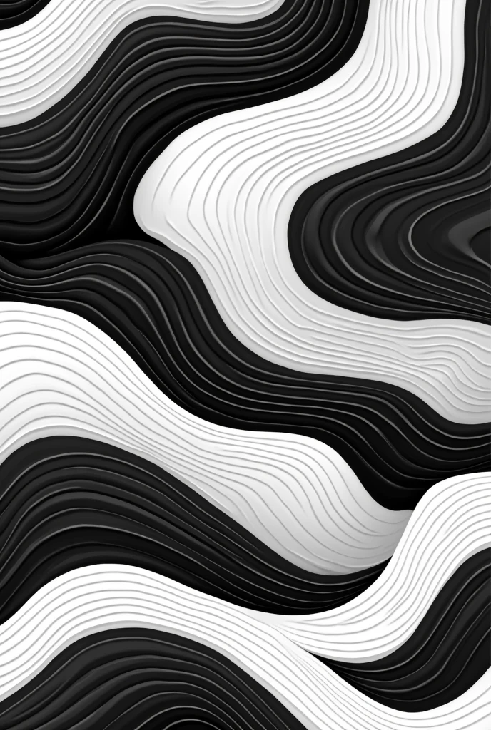 An abstract black and white wallpaper in the shape of waves