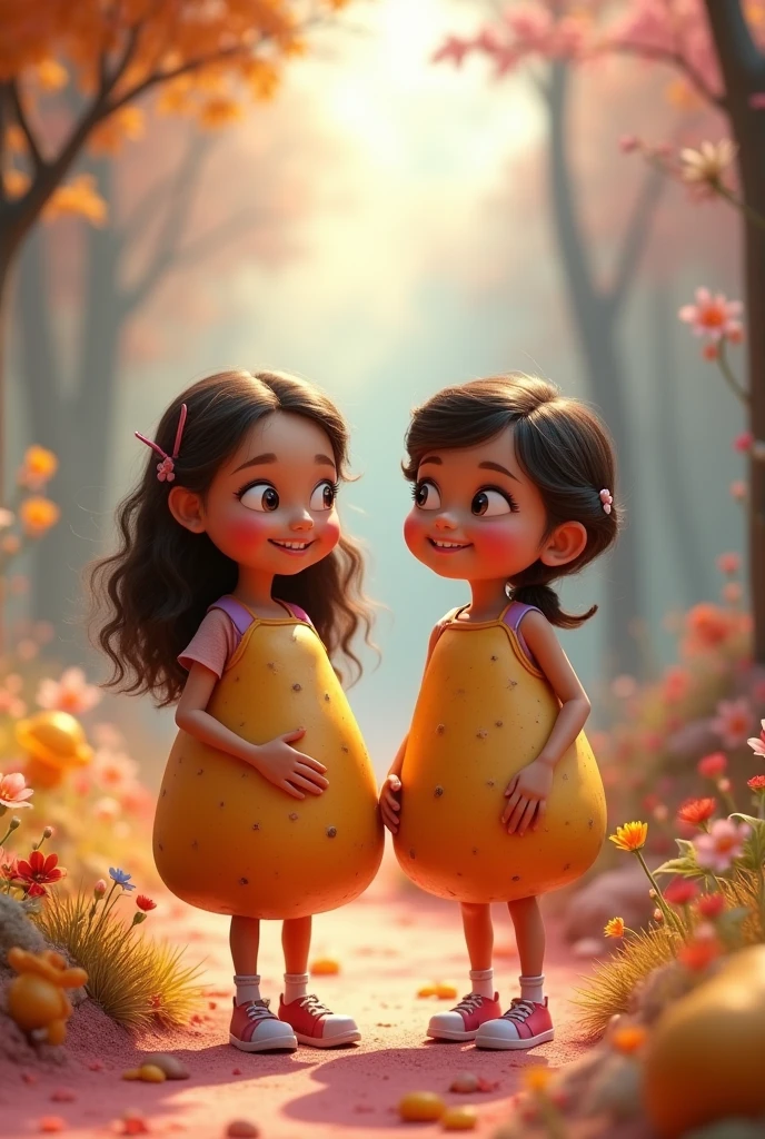 two girls child in esilo pixar potato dress