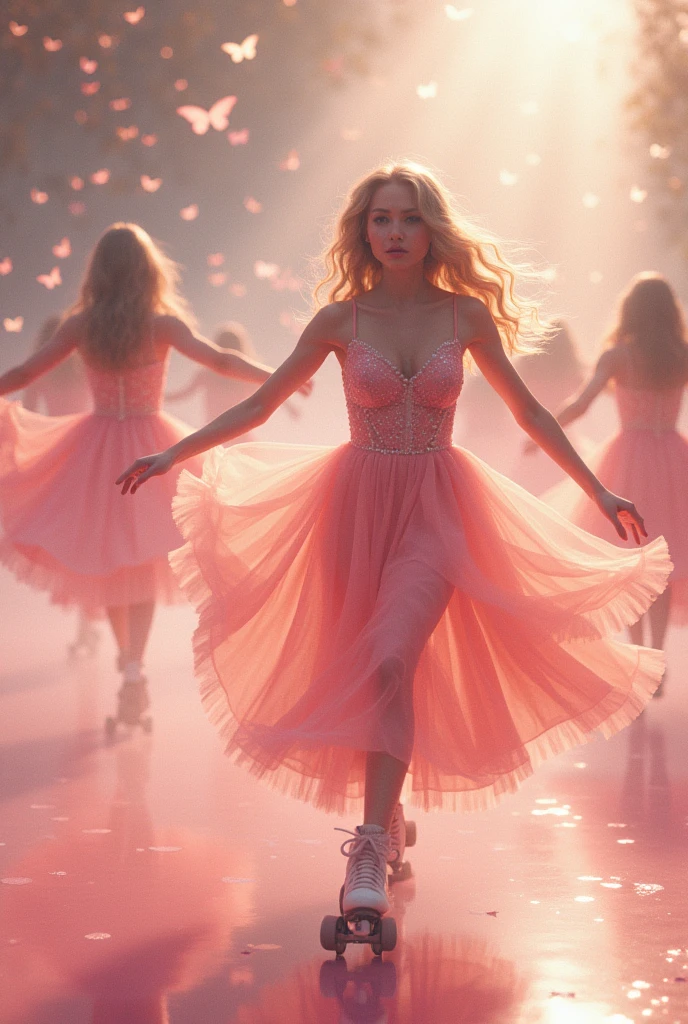 roller skating, glitters, women, beautiful, delicate, mariposa, rosado