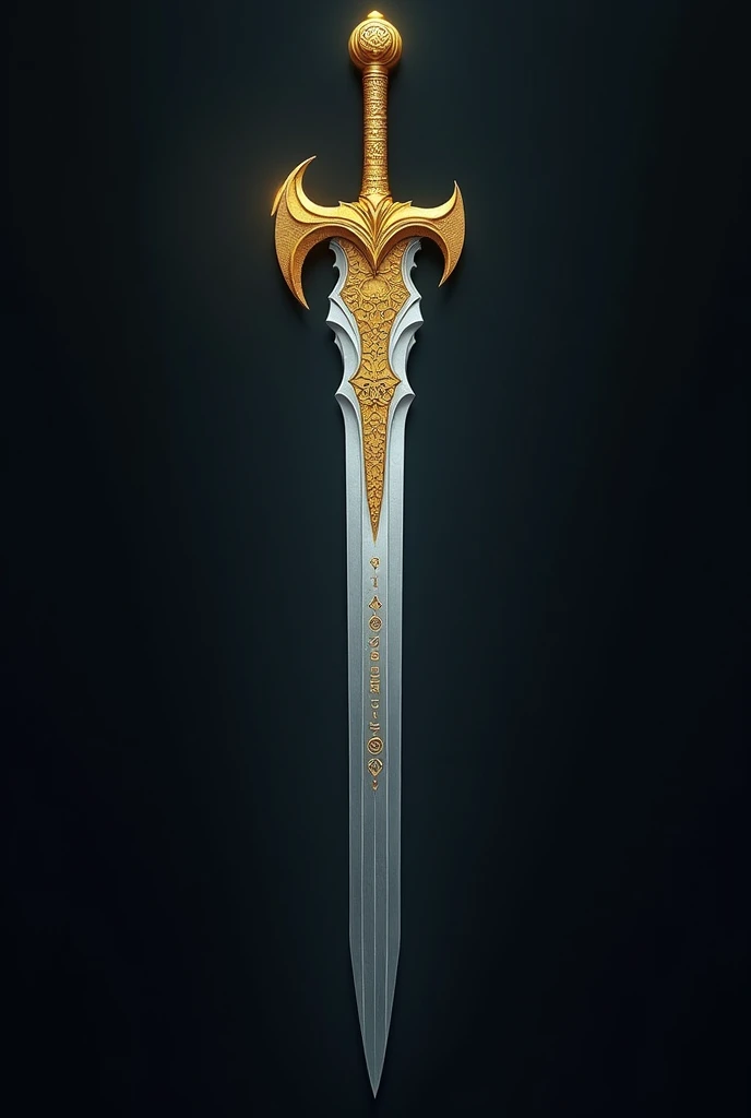 Dragon Long Sword, with golden handle and silver blade with symbols
