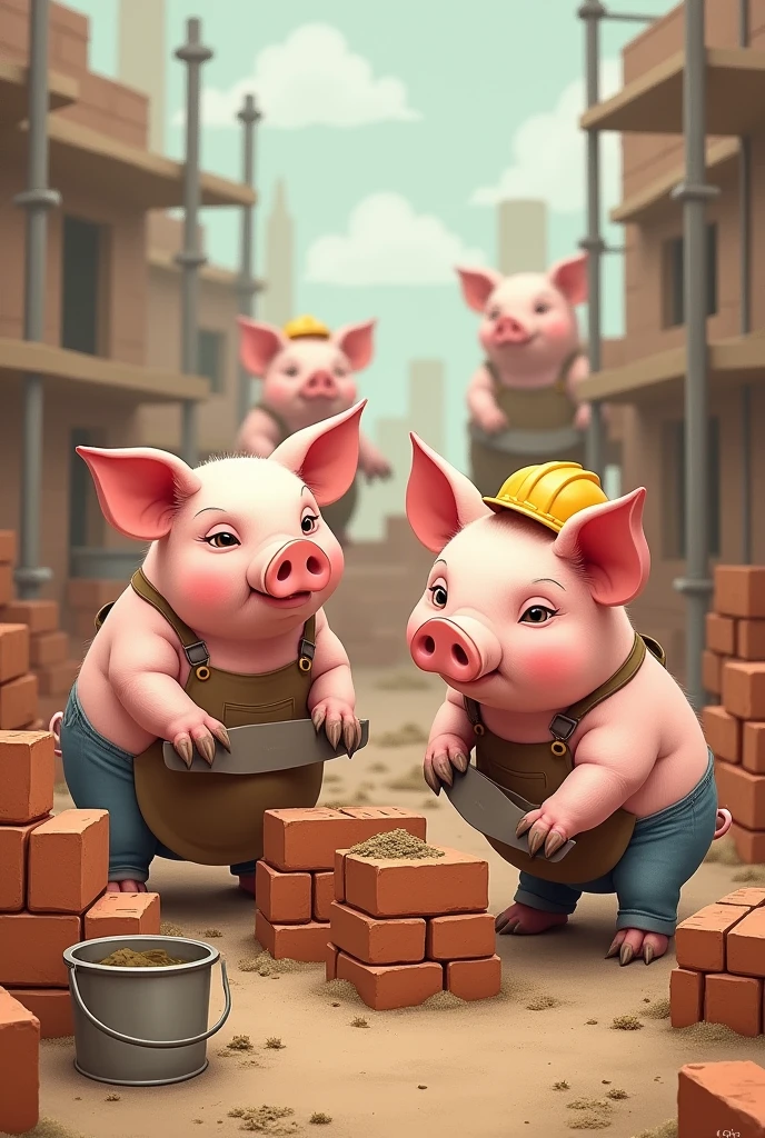 Pigs bricklayers