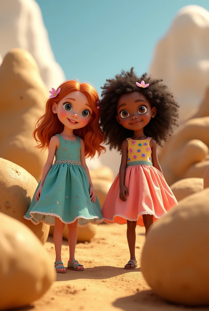 two girls child in esilo pixar dress potato toy