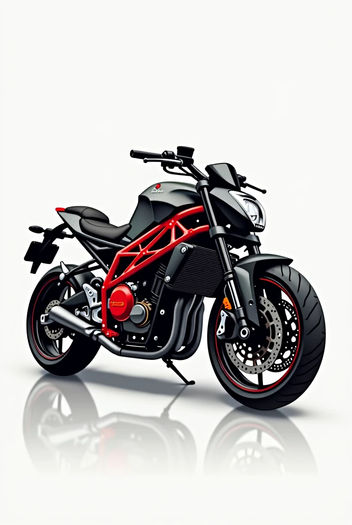 A 2005 Brazilian Titan motorcycle to open in Corel Draw vector, no barrel details, red engine and brakes 