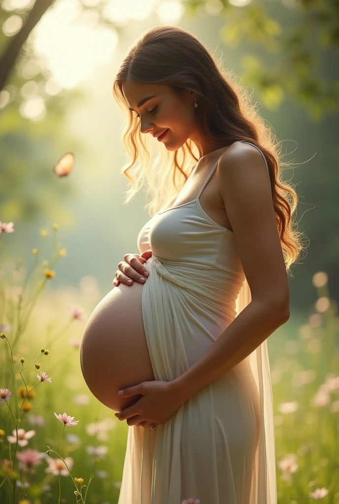 Her belly is swollen and expanding very rapidly.