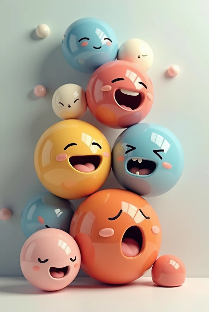 emotions joy, suru, anger,fear,disgusting, Anxiety, envy, shame, boredom in the form of balls