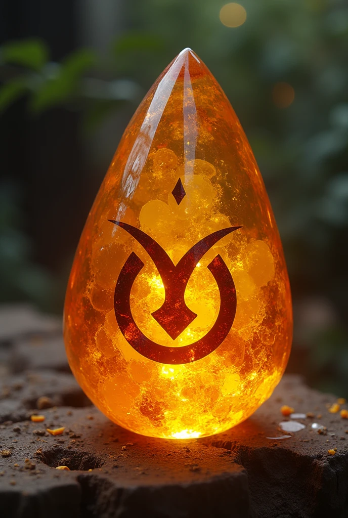 It is an invisibility amulet, this will be a semi-transparent orange and yellow gemstone combined, The shape must be any like a gem, that you can see its interior, that its symbol is dark orange, The symbol must represent invisibility, the symbol created apart, and that represents invisibility 