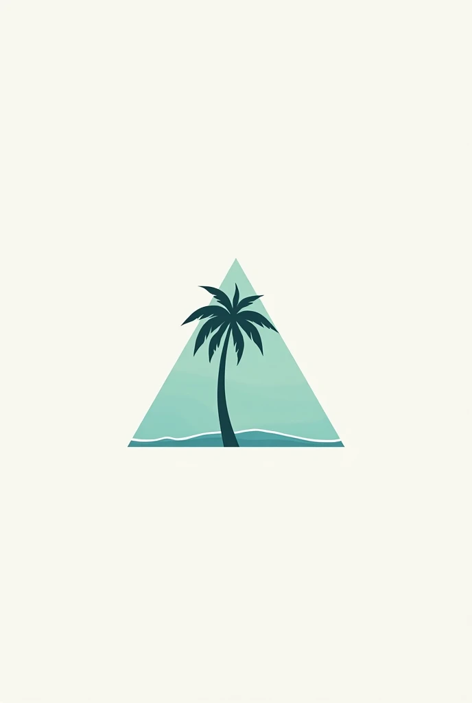 Create a minimalist beach logo with the name Breeze Drinks with a more fun coconut tree with the art inside a triangle but the futuristic triangle 