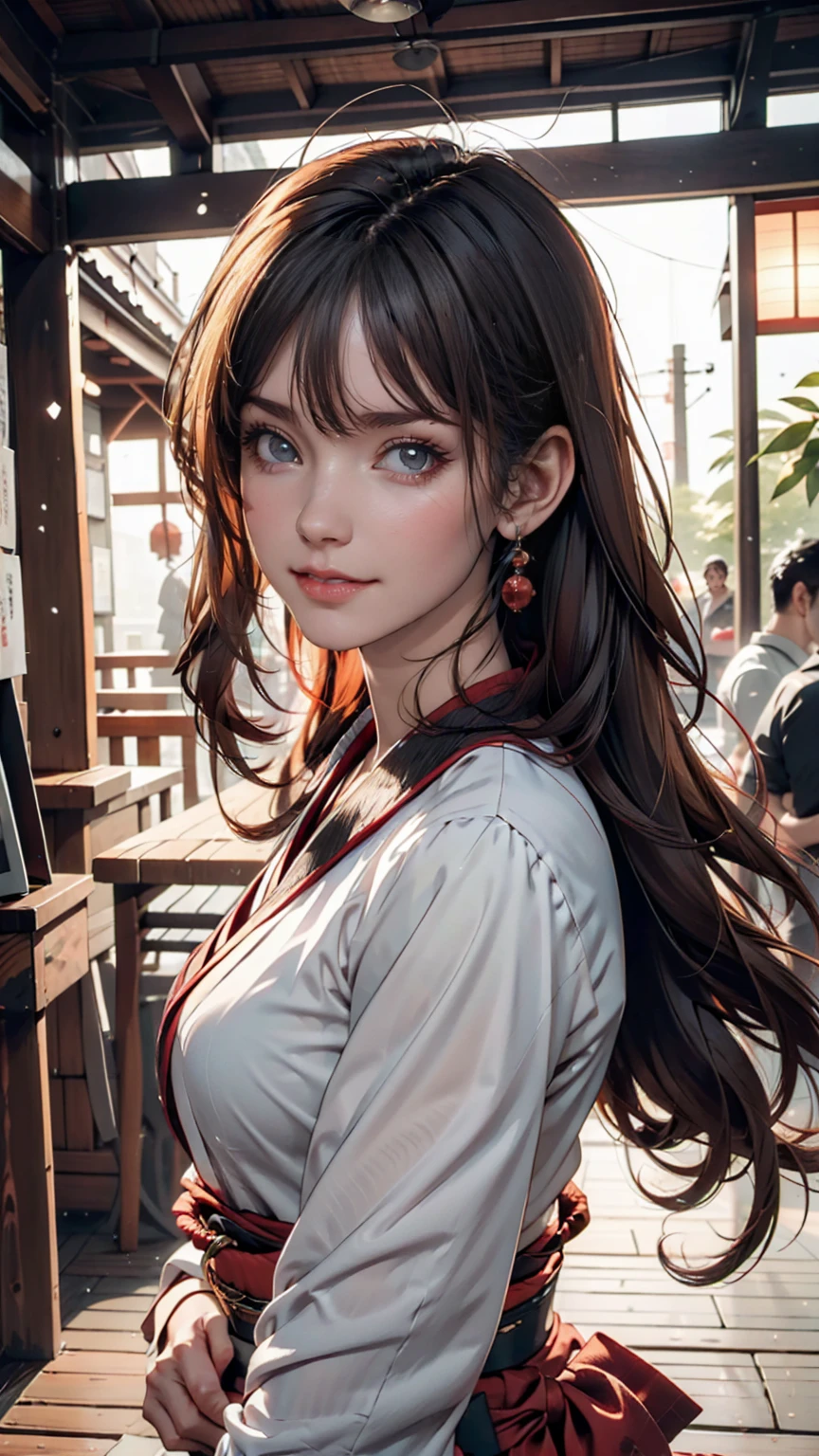 (1 person:1.2), alone, Hime Cut,Traditional clothing of Japan, Red eyes,cartoon style, Joe Fenton, Expressionless black and white photo, camp, Undeserved, Bite, envy, Gust (Lovecraft),Calm, A kind smile, Wayne Barlow,, in gochuumon wa usagi desu ka? style, nostalgic