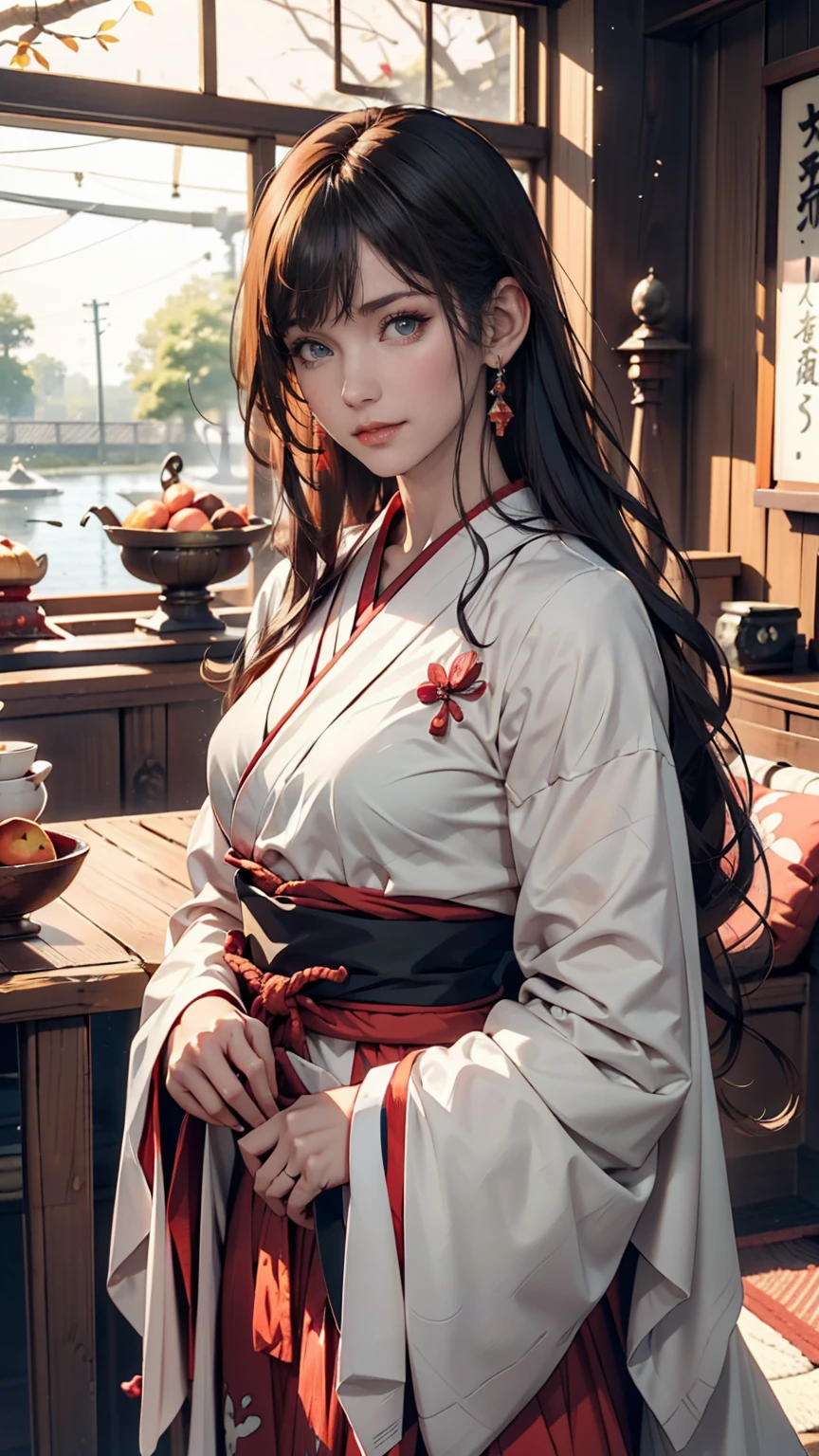 (1 person:1.2), alone, Hime Cut,Traditional clothing of Japan, Red eyes,cartoon style, Joe Fenton, Expressionless black and white photo, camp, Undeserved, Bite, envy, Gust (Lovecraft),Calm, A kind smile, Wayne Barlow,, in gochuumon wa usagi desu ka? style, nostalgic