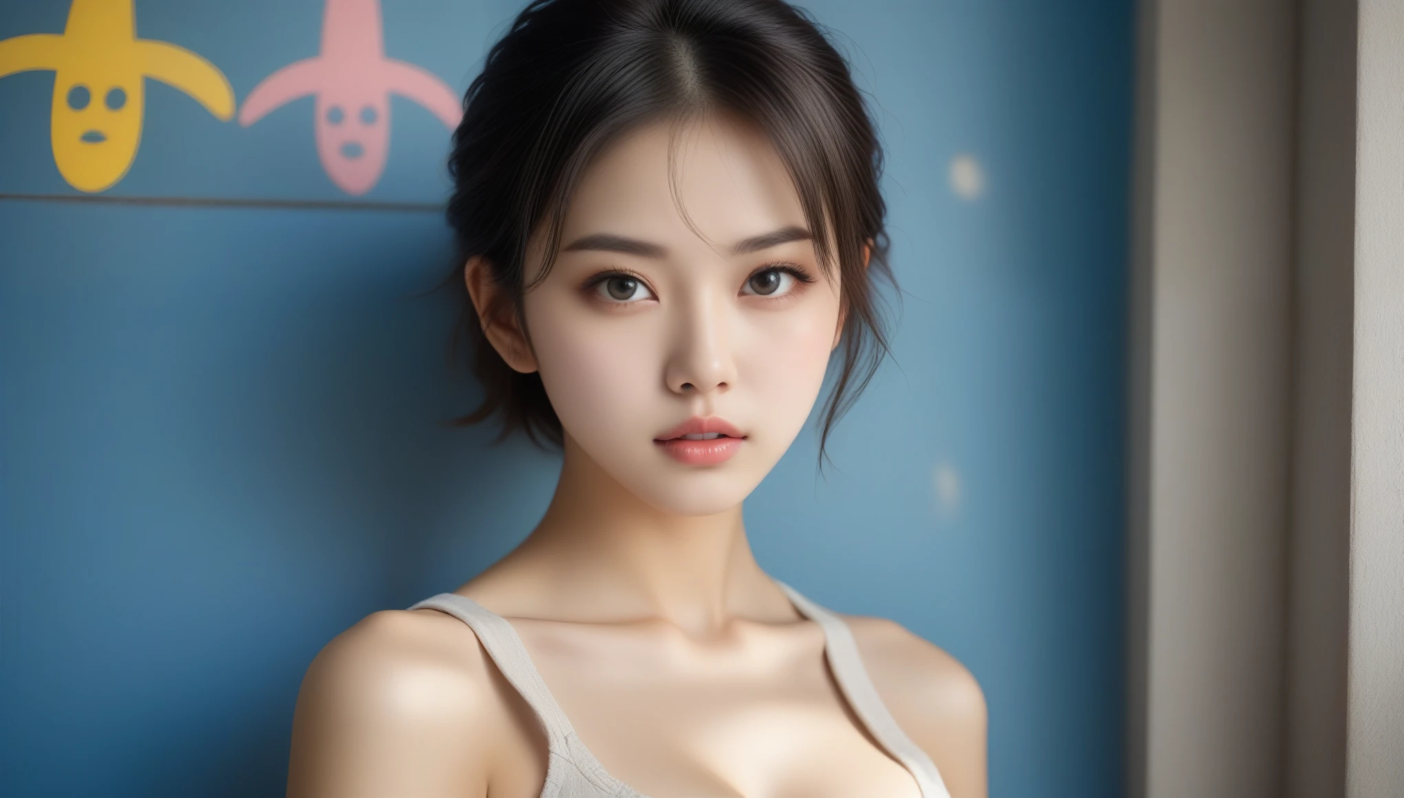 8k, Ultra-high resolution, Highest quality, masterpiece, 三分割法によるphotograph,Surreal, photograph, 1 , (:1.3), cute, cute顔, 細部までBeautiful Eyes, 細かくdetailedに,masterpiece,One Girl:1.2,Japanese women,student,cowboy shot,glaring,Black short hair,messy hair,(Dirty uniform:1.3),Leaning against the wire mesh,Glare,Blue Collar,Factory wall,(Beautiful attention to detail),Subtle details, detailedな顔,anger,Attractive eyes,(ポートレートphotograph:1.4),(Photorealistic images:1.4),Fantasy art,(Beautiful Face:1.4),美しくAttractive eyes、Beautiful Eyes、Grayscale 16Bits,(Tight waist:1.4)、(Beautiful with perfect body proportions:1.4),Pink Lips,Looking at the audience,(((Ideal body type))),A-cup small breasts :2,、Portraiture:2、Perfect Anatomy、鮮明なdetailed、detailed,Fashion magazine cover,Thin lips,完璧でBeautiful Face ,完璧でcute顔, Skin with attention to detail, Perfect limbs、Narrow waist,Surreal,Light and shadow,backlighting