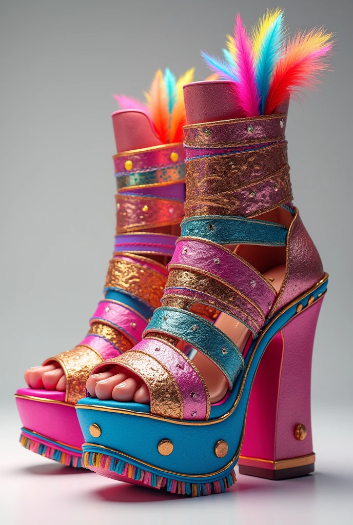 Extravagant colorful platform sandals