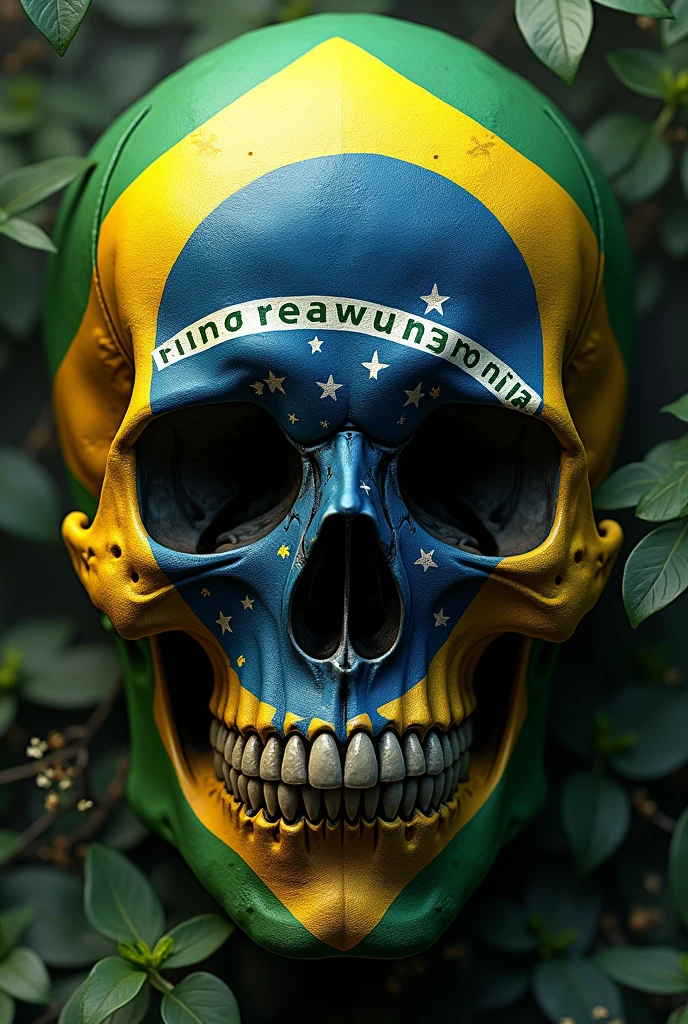 skull with the brazilian flag