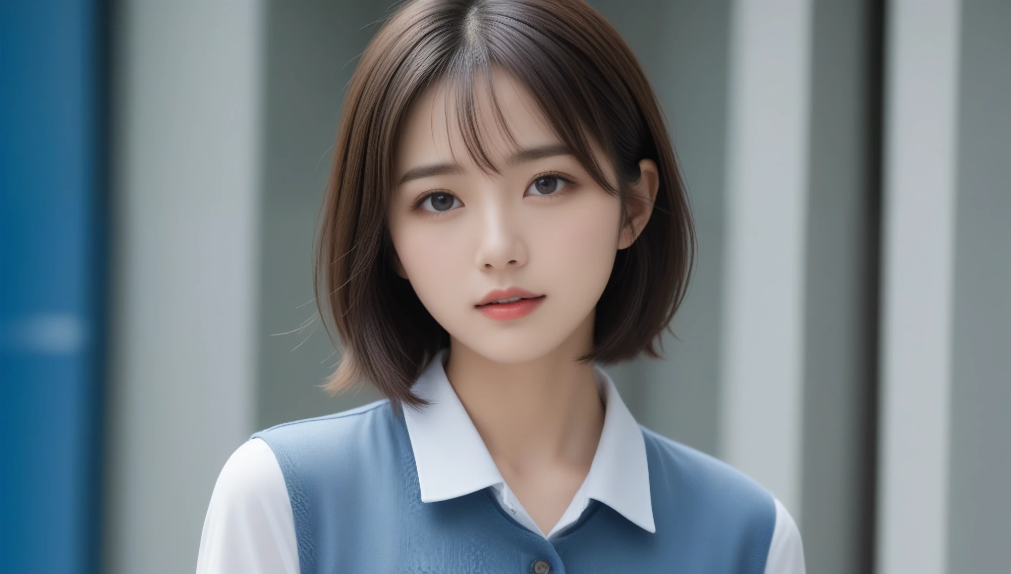 8k, Ultra-high resolution, Highest quality, masterpiece, 三分割法によるphotograph,Surreal, photograph, 1 , (:1.3), cute, cute顔, 細部までBeautiful Eyes, 細かくdetailedに,masterpiece,One Girl:1.2,Japanese women,student,cowboy shot,glaring,Black short hair,messy hair,(Dirty uniform:1.3),Leaning against the wire mesh,Glare,Blue Collar,Factory wall,(Beautiful attention to detail),Subtle details, detailedな顔,anger,Attractive eyes,(ポートレートphotograph:1.4),(Photorealistic images:1.4),Fantasy art,(Beautiful Face:1.4),美しくAttractive eyes、Beautiful Eyes、Grayscale 16Bits,(Tight waist:1.4)、(Beautiful with perfect body proportions:1.4),Pink Lips,Looking at the audience,(((Ideal body type))),A-cup small breasts :2,、Portraiture:2、Perfect Anatomy、鮮明なdetailed、detailed,Fashion magazine cover,Thin lips,完璧でBeautiful Face ,完璧でcute顔, Skin with attention to detail, Perfect limbs、Narrow waist,Surreal,Light and shadow,backlighting