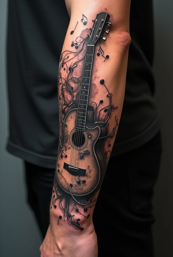Love of music tattoo for man's arm