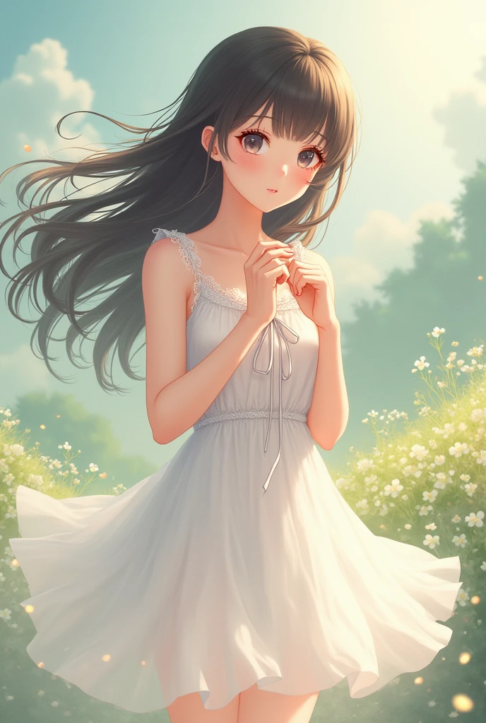 Anime Girl in white sundress tied up