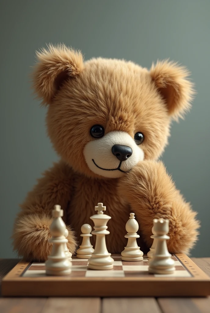 Teddy bear with a chessboard, symbolizing strategic planning