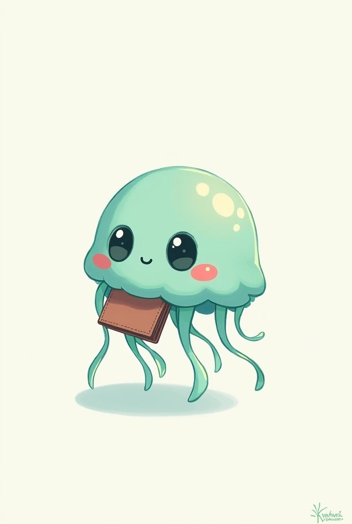 A chibi jellyfish with a wallet, only the jellyfish without a bottom and with simple strokes 