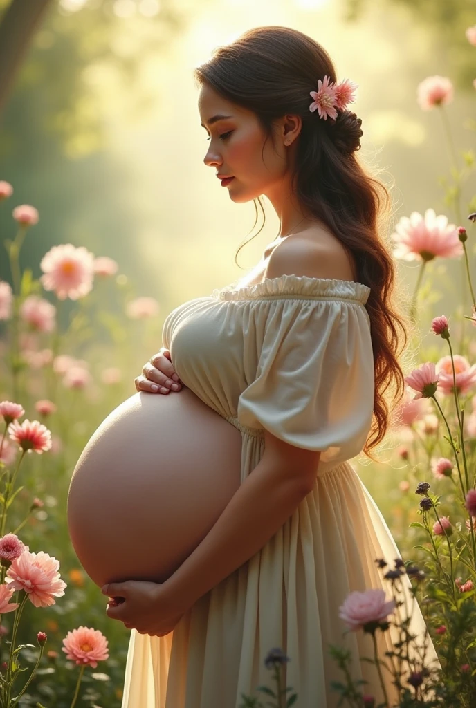 Her belly is as big as a balloon.