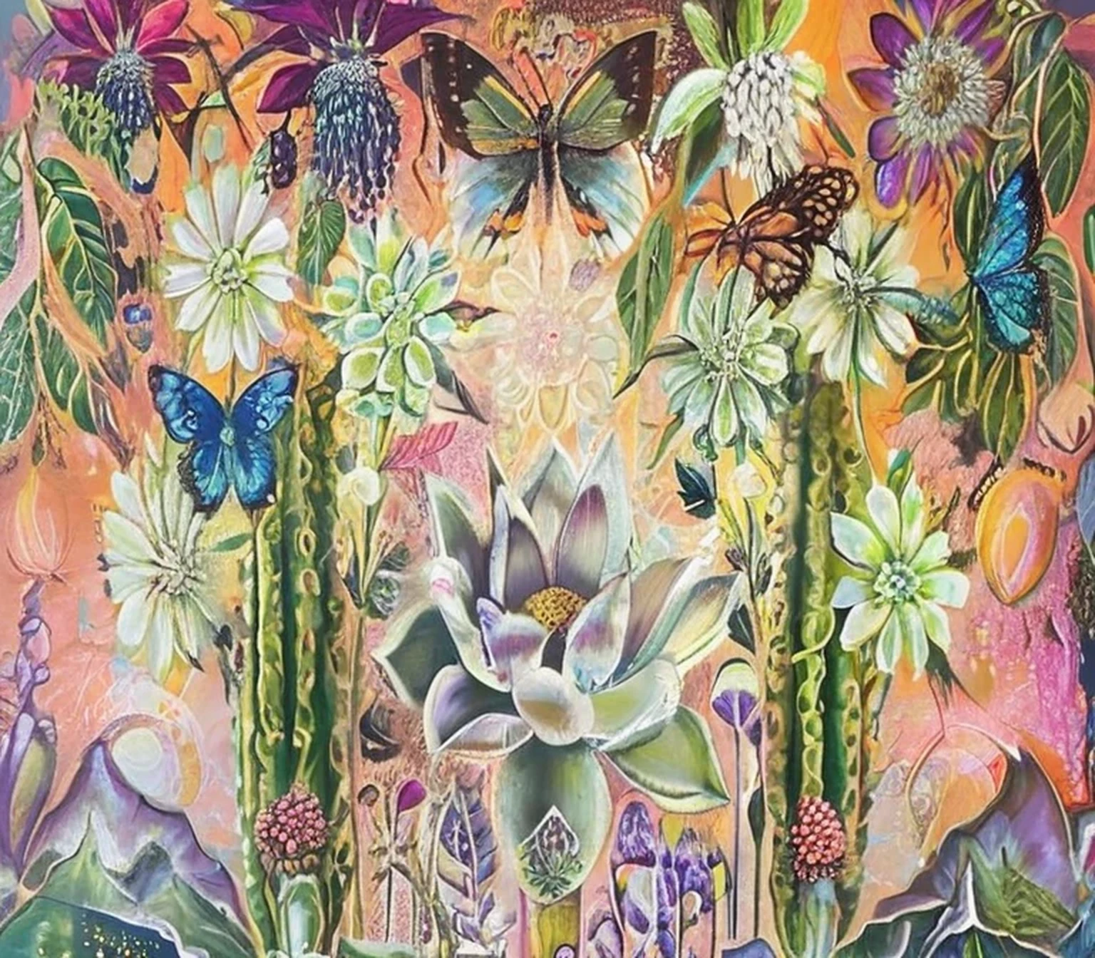 Psychedelic lotus flower,surreal fantasy flower,vibrant colors,glowing petals,ethereal atmosphere,mystical nature,intricate patterns,fluid forms,dreamlike landscape,abstract background,beautiful detailed flower,extremely detailed petals,high contrast,vivid colors,3d render,digital art,concept art,photorealistic,cinematic lighting,dramatic shadows,otherworldly,psychedelic art,visionary art,visionary artist,award winning art,masterpiece,best quality,8k,highres,ultra-detailed,realistic