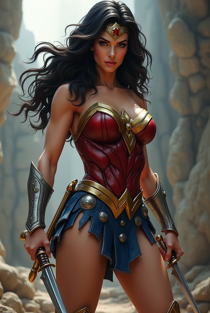 Wonder Woman with knife in hand