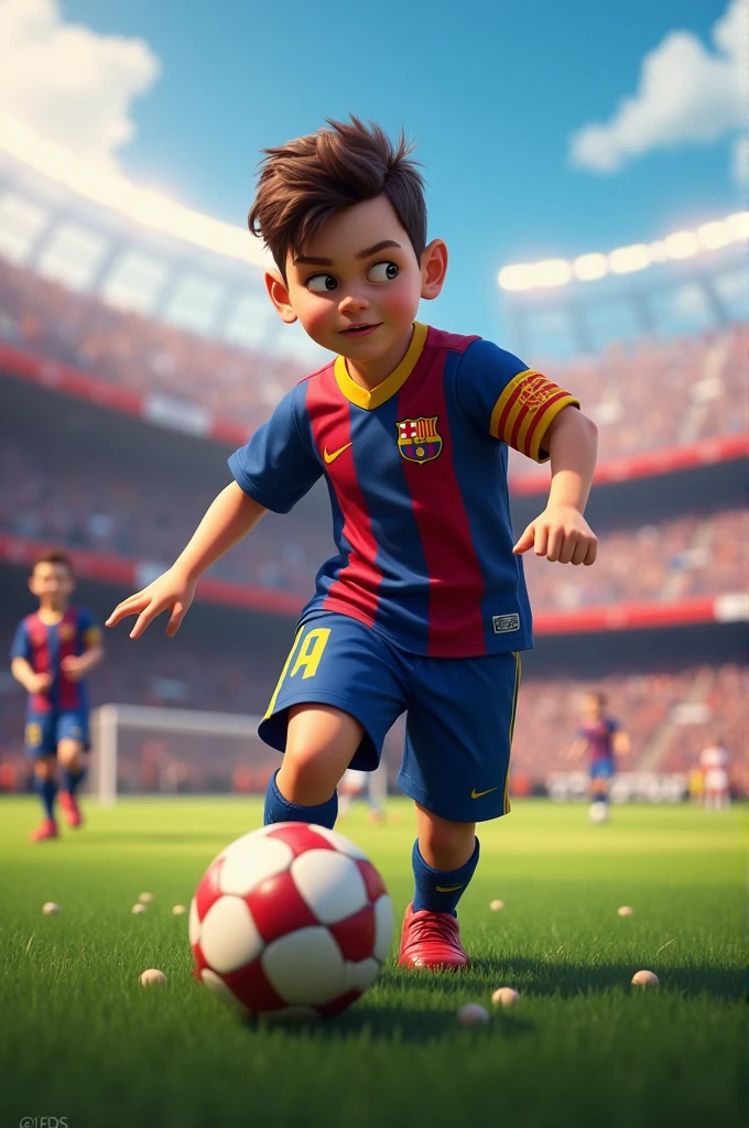 Little Lionel Messi is playing