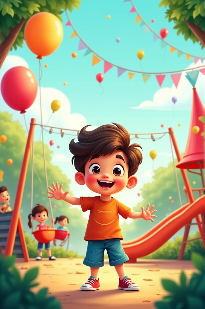 A funny 6th birthday invitation of a boy named Asier inviting his friends to attend his party at a playground