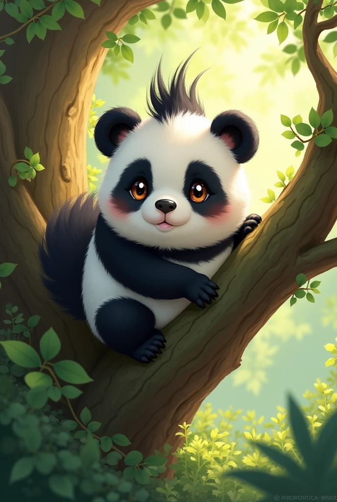 Please draw a creature which have the both physical qualities of panda and squirrel