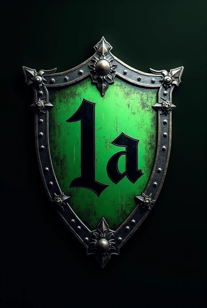 Um ESCUDO 🛡️ e dentro escrito "1A" in water green and black