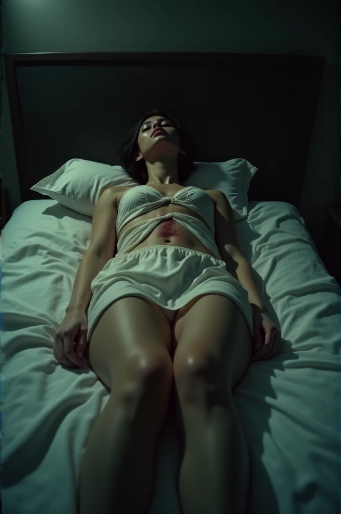 adolescent, , short and brunette hair, breasts small, young and toned woman, lying on her bed, standing backwards, vagina is falling apart, Drunk, fainted, drunk (drugged), establishing action scene of a motionless sorority girl, in the nubile phase, toned and with beautiful abs being (date rape), Late in the evening, vestindo uma camisola de seda lots curta e minúscula, Lots of Skin, Late in the evening em um dormitório, Drunk (the camera flash illuminates the foreground), forcefully desecrated, non-consensual sex, forced sex, groping, immoral desecration, raped, grabbing, interracial sexual assault, lots, focused, flash, photoshot, latern, photoshot de corpo inteiro