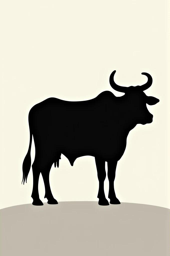 A silhouette of a hornless Brahman cow 