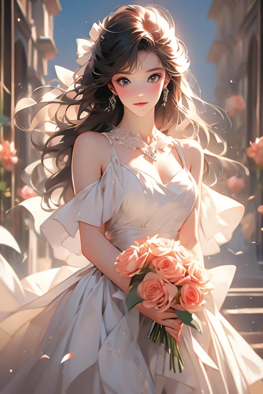 Holding a bouquet