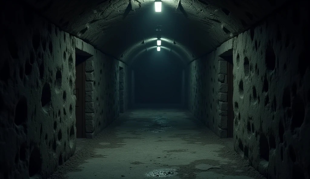 Im Stil von 3D-Animationmsfilmen. An ordinary cellar, dark and without windows.