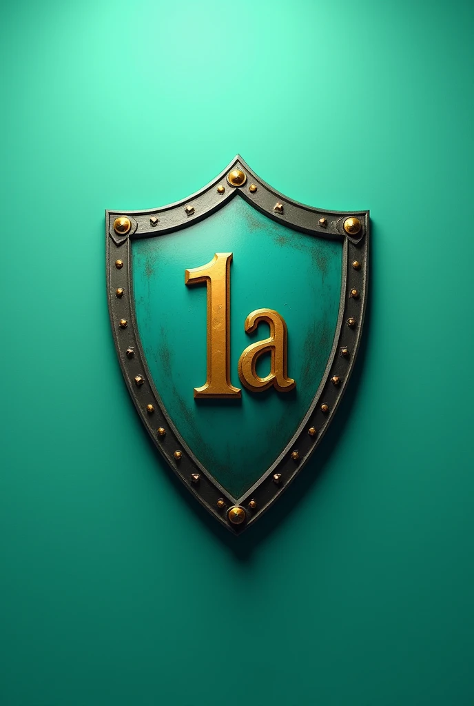 Um ESCUDO  🛡️ e dentro escrito "1A" in the colors aqua green and
