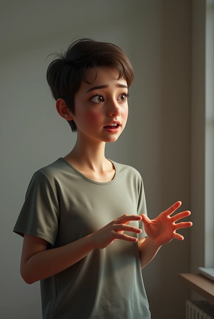 A person seen speaking clearly