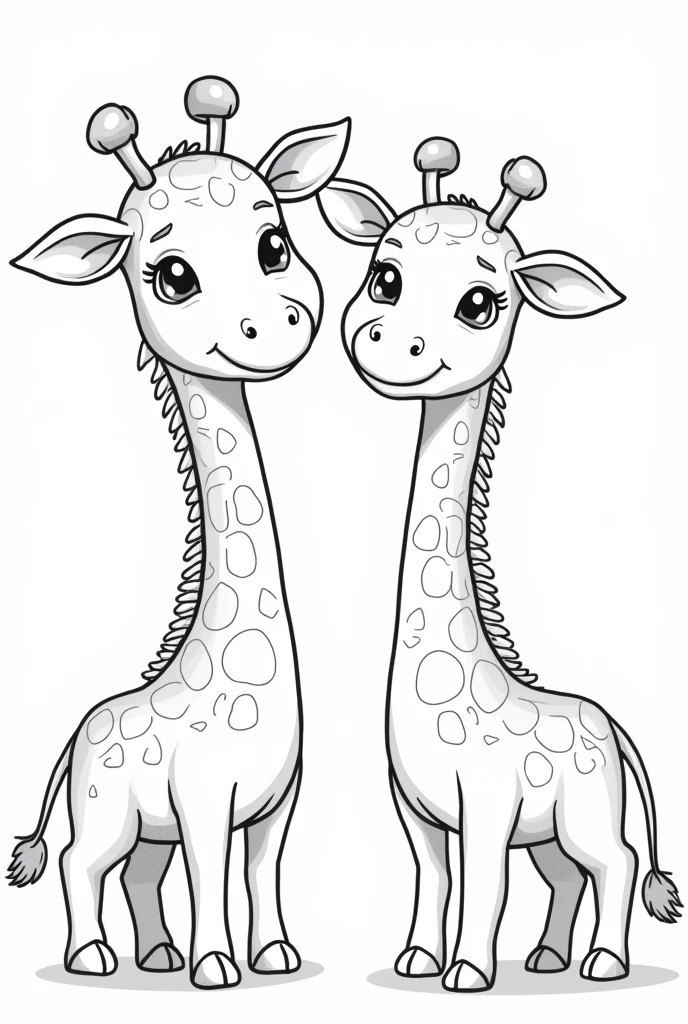 Coloring page of cute giraffes with beautiful round edges on a white background