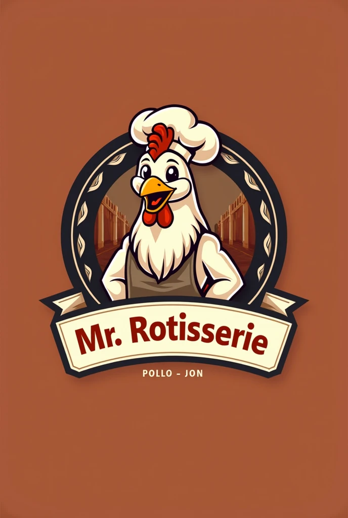 Logo for Mr. Rotisserie. Pollo-jon