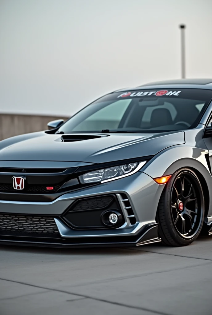 Honda civic 2016 bodykit mugen, in gray color, with black roof, lighthouse with black mask