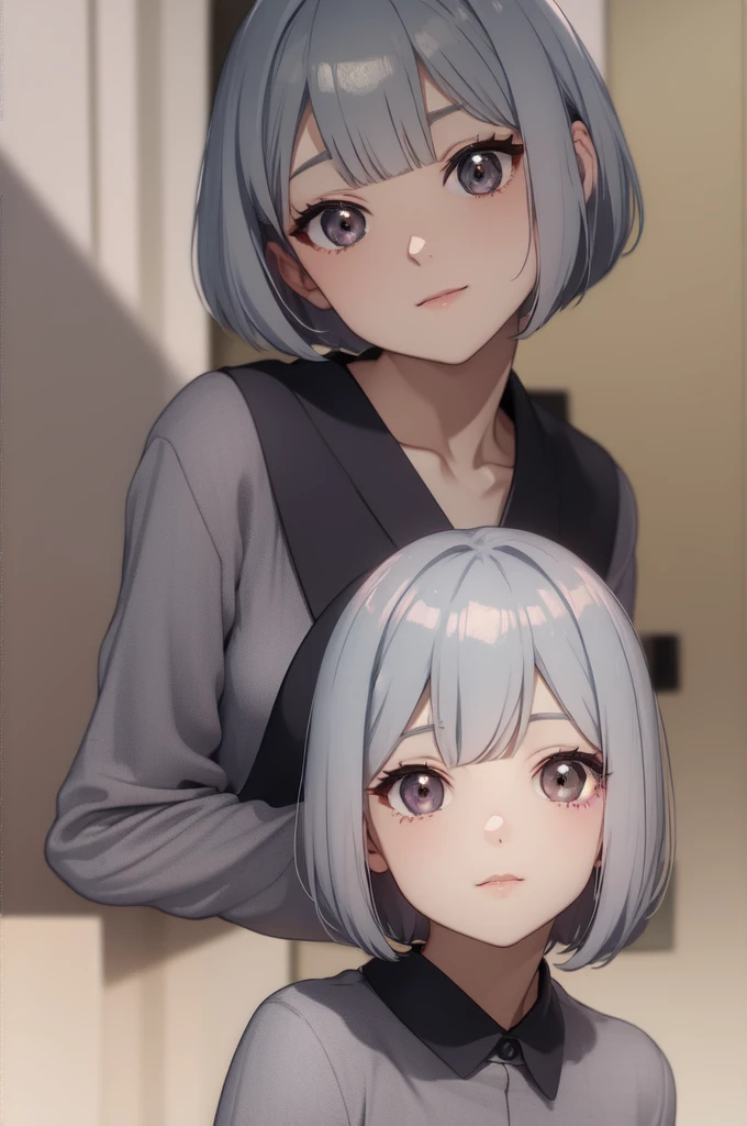 woman Japan Pastel Tones Silver Hair Bob Hair Bobcut cute Seventeen cute beautiful girl Bright and natural atmosphere Transparency Clear Eyes