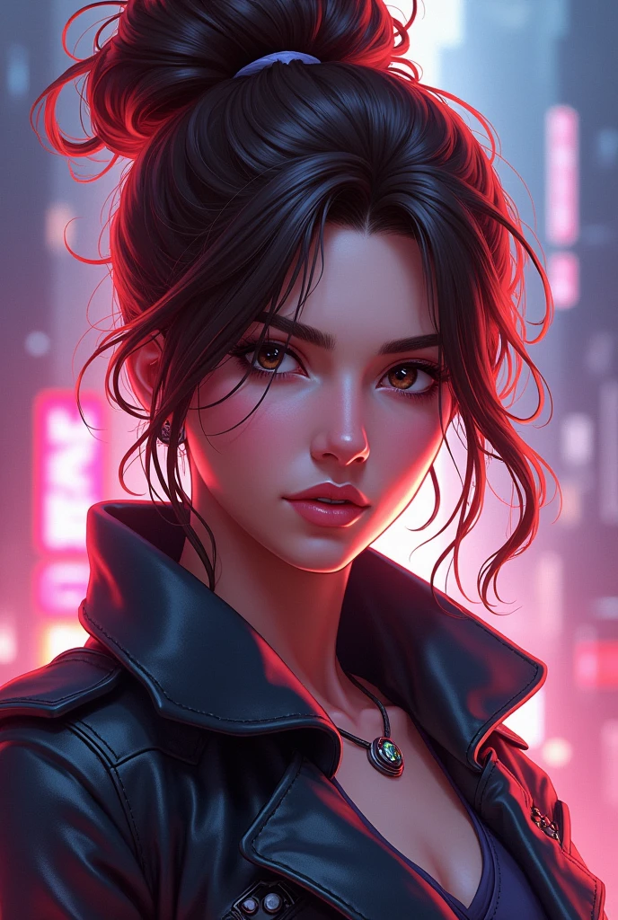 Jett in Valorant with brown hair curly as the character is brown eyes
